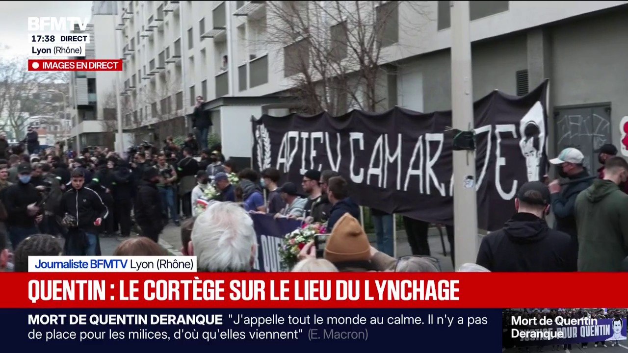 Mort de Quentin Deranque : le cortège est arrivé dans la rue Victor Lagrange, lieu final du parcours où le jeune homme a été mortellement agressé
