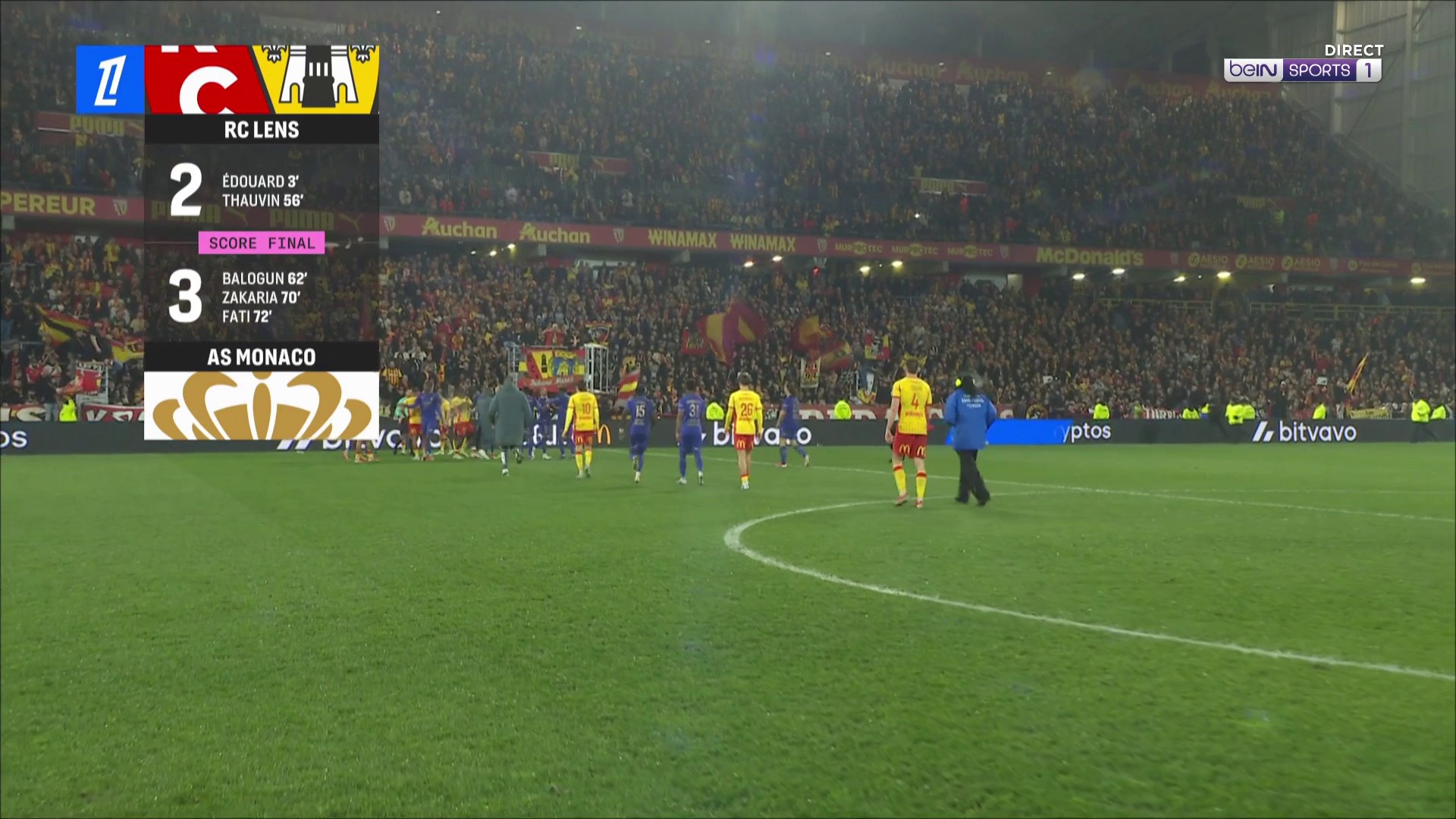 Lens - Monaco : Monaco renverse Lens, Paris potentiel leader ce soir