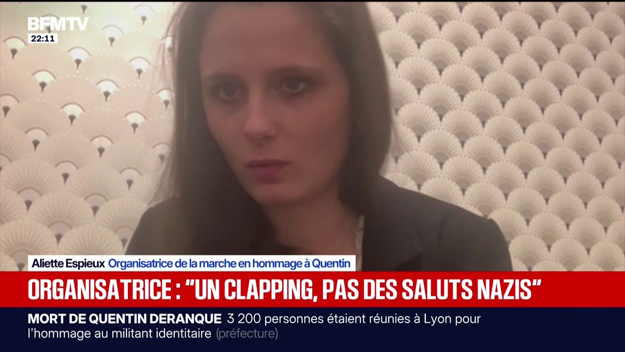 Saluts nazis et chants racistes pendant l'hommage à Quentin Deranque à Lyon: Aliette Espieux, organisatrice de la marche, explique que "c'est un clapping"