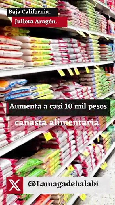 Aumenta a casi 10 mil pesos canasta alimentaria.