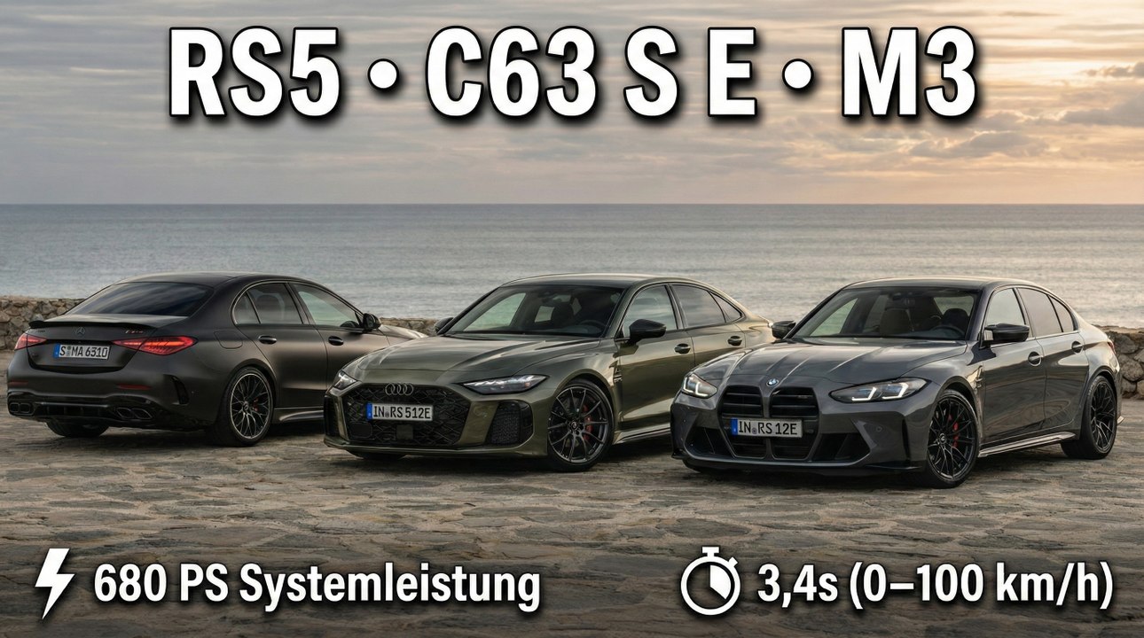 BMW M3 Limousine, Audi RS5 Limousine & Mercedes-AMG C63 S E-PERFORMANCE