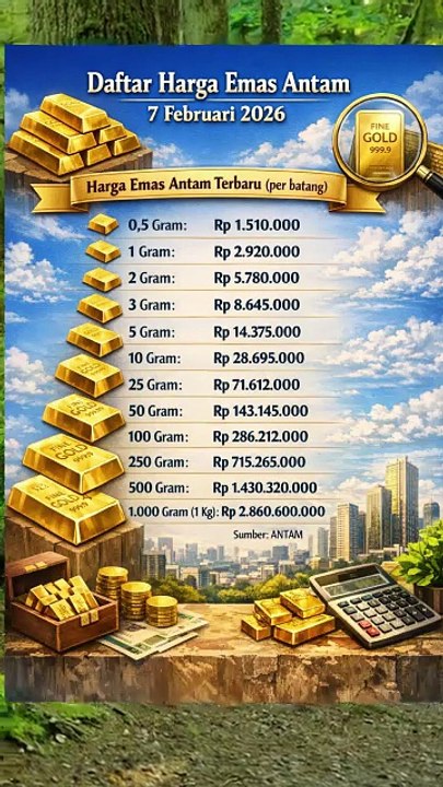 Daftar harga emas Antam 7 Februari 2026