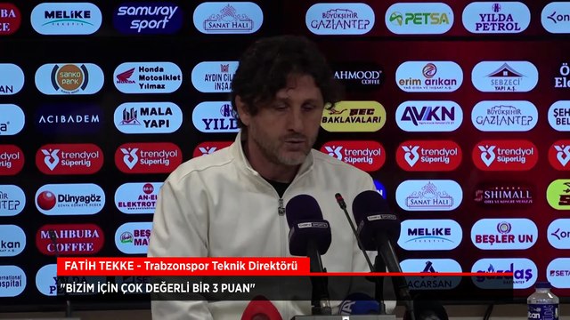 Trabzonspor Teknik Direktörü Fatih Tekke: Bizim için çok değerli bir 3 puan
