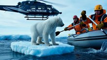 Polar Bear Cub Ice Separation Rescue Alone on the Melting Ice”