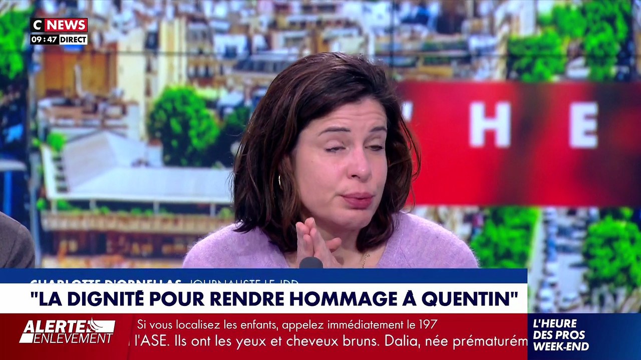 Charlotte d'Ornellas émue sur le plateau de CNews en évoquant la mort de Quentin Deranque, le 21 février 2026.