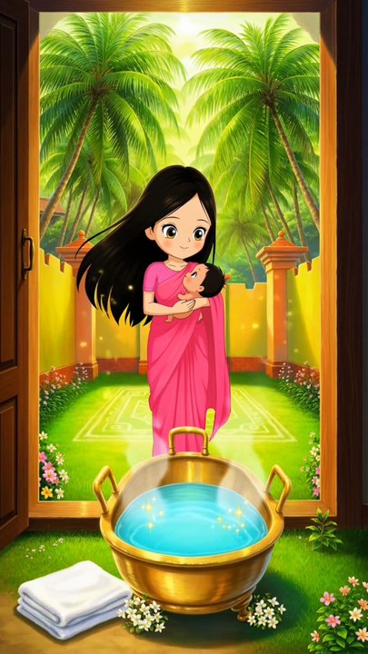 Baby's First Gentle Village Bath with Mom 🛁💕 | Chibi Animation