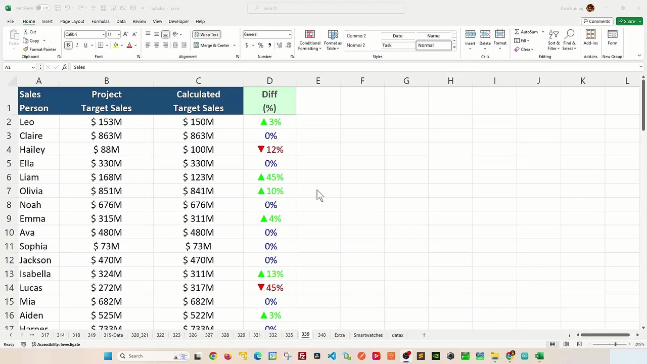Find difference quickly in Excel Comparing 2 List - Excel Tips and Tricks
