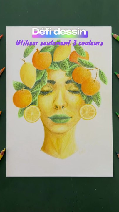 Défi dessin utiliser uniquement 3 couleurs #dessin #draw #drawing