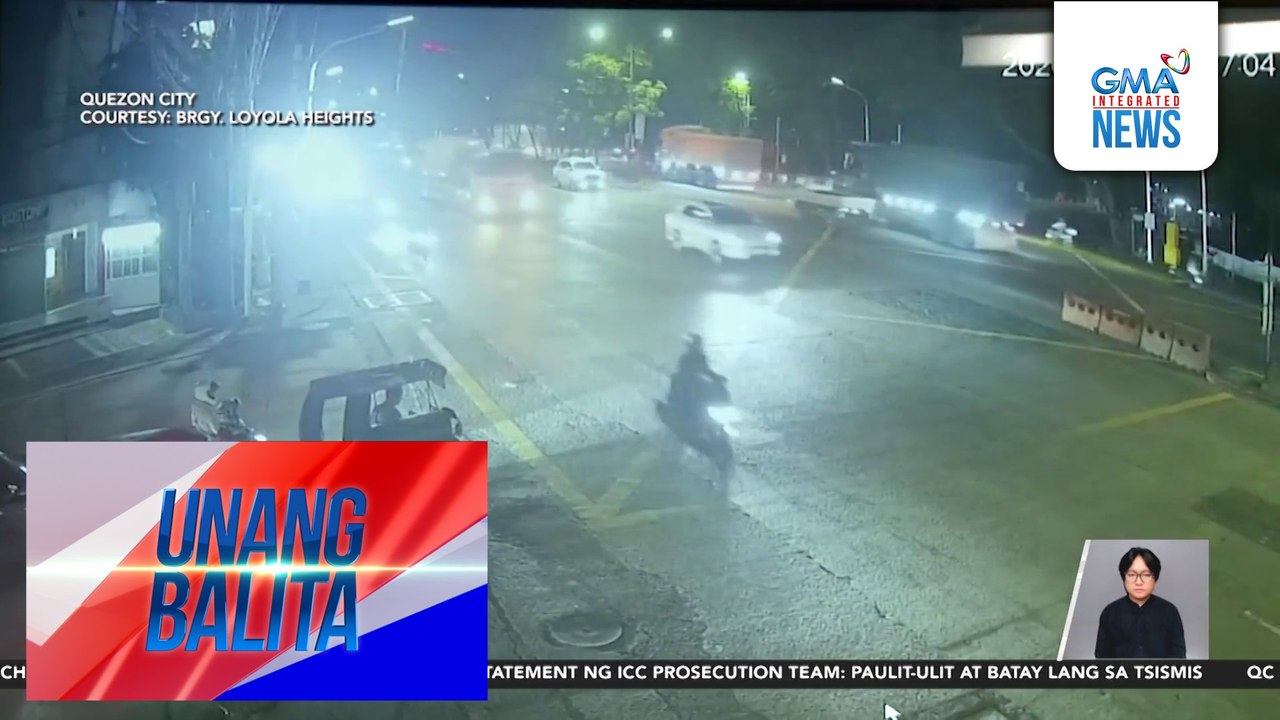TNVS driver at 3 pasahero, sugatan matapos bumangga ang sinasakyang kotse sa center island sa Katipunan Avenue | Unang Balita