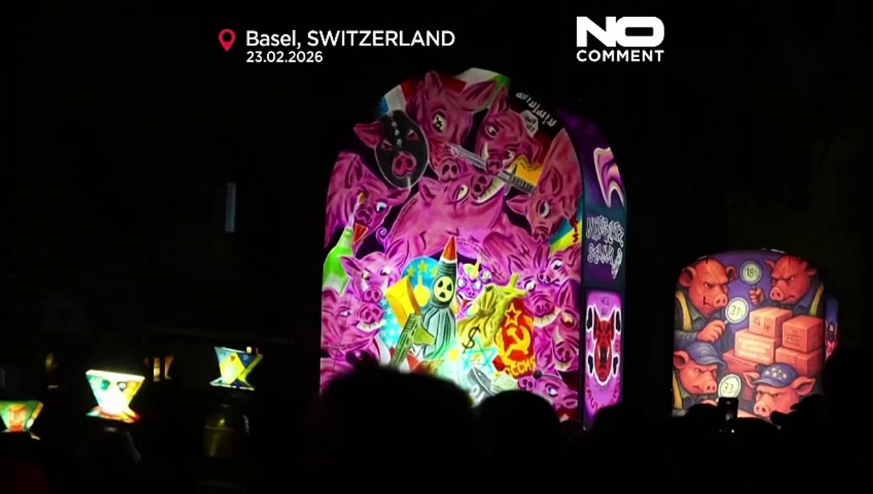 Basel carnival lampoons Donald Trump with satirical glowing lanterns