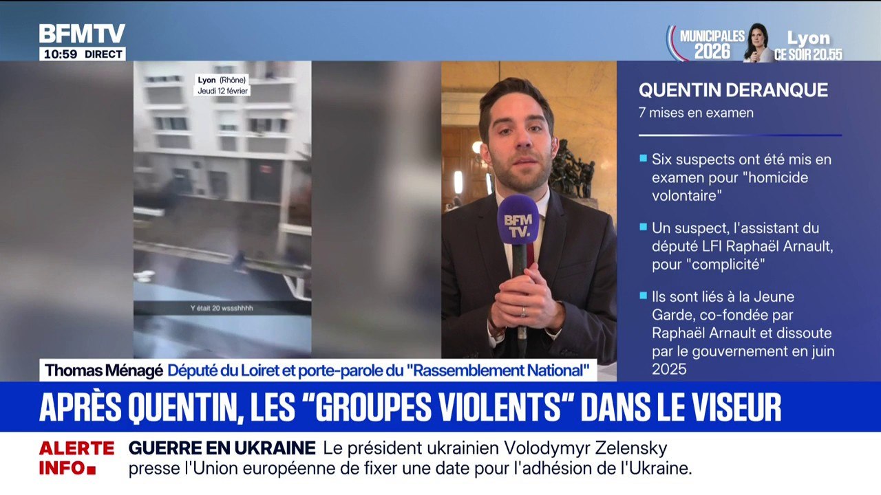 Thomas Ménagé (RN): "Une démocratie ne peut pas vivre s'il y a des groupuscules violents (...) La violence doit être condamnée fermement peu importe d'où elle vient"