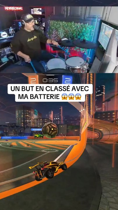 Un but à Rocket League en classe avec ma batterie.