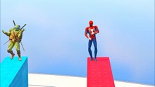 SPIDER MAN Takes on Spiral Bridge Stunt Ride on Motorcycle🦺🥽بطال الخارقين على القضبان دوامة قمع