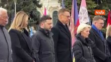 I leader dell'Unione Europea a piazza Maidan a Kiev per i quattro anni della guerra in Ucraina