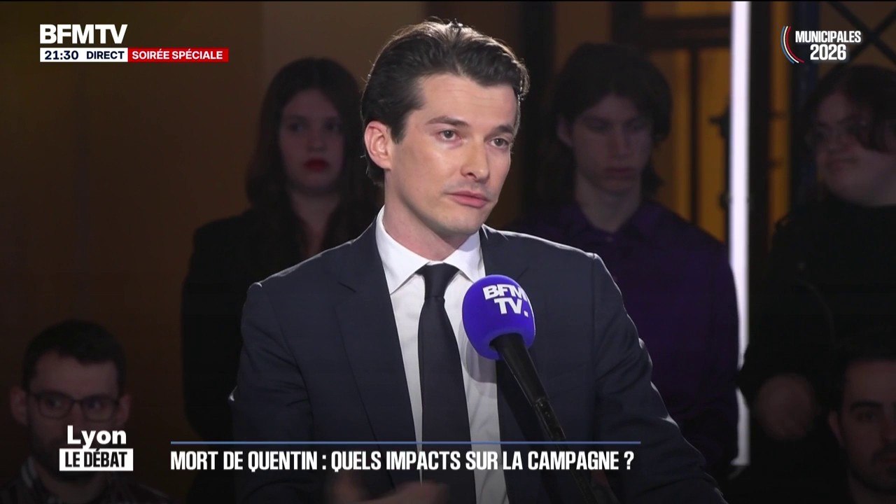 Alexandre Dupalais, candidat UDR-RN à la mairie de Lyon, affirme que "c'est bien la moindre des choses" d'afficher le portrait de Quentin Deranque sur la mairie de la ville