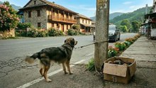 A heart-wrenching scene on the street a chained puppy and the dawn of hope