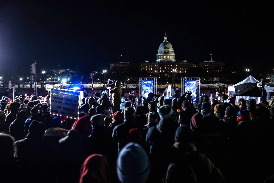 Demo gegen Trumps Rede zur Lage der Nation
