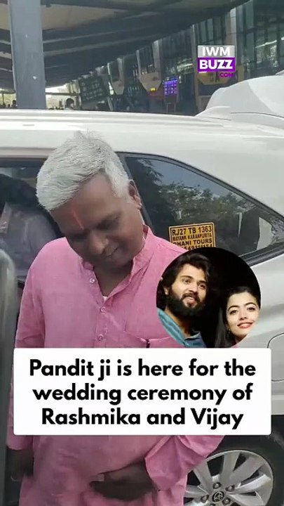 Pandit ji is here for the wedding ceremony of Rashmika Mandanna and Vijay Deverakonda, spotted at Mumbai airport