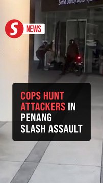 Machete-wielding attackers slash man outside commercial building in Penang