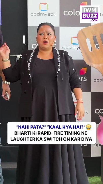 Bharti Singh was seen at the Laughter Chef set for her shoot, where she shared a brief, light moment with the team on camera. The clip highlights her quick timing and an easy, professional on-set presence.