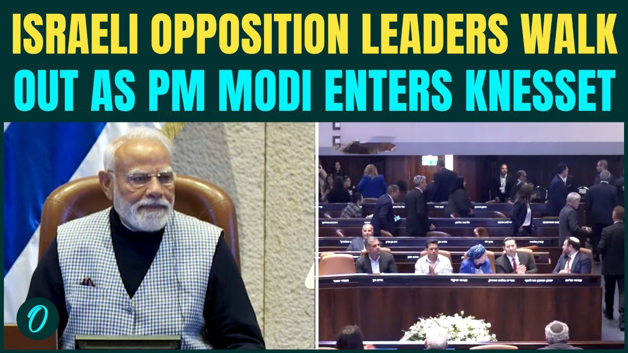 Moment: Israeli Opposition Leaders Walk Out As PM Modi Enters Knesset; Netanyahu Watches in Silence