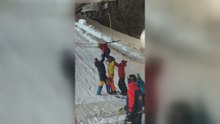 Kid Stuck in a Ski Lift Gets Rescued