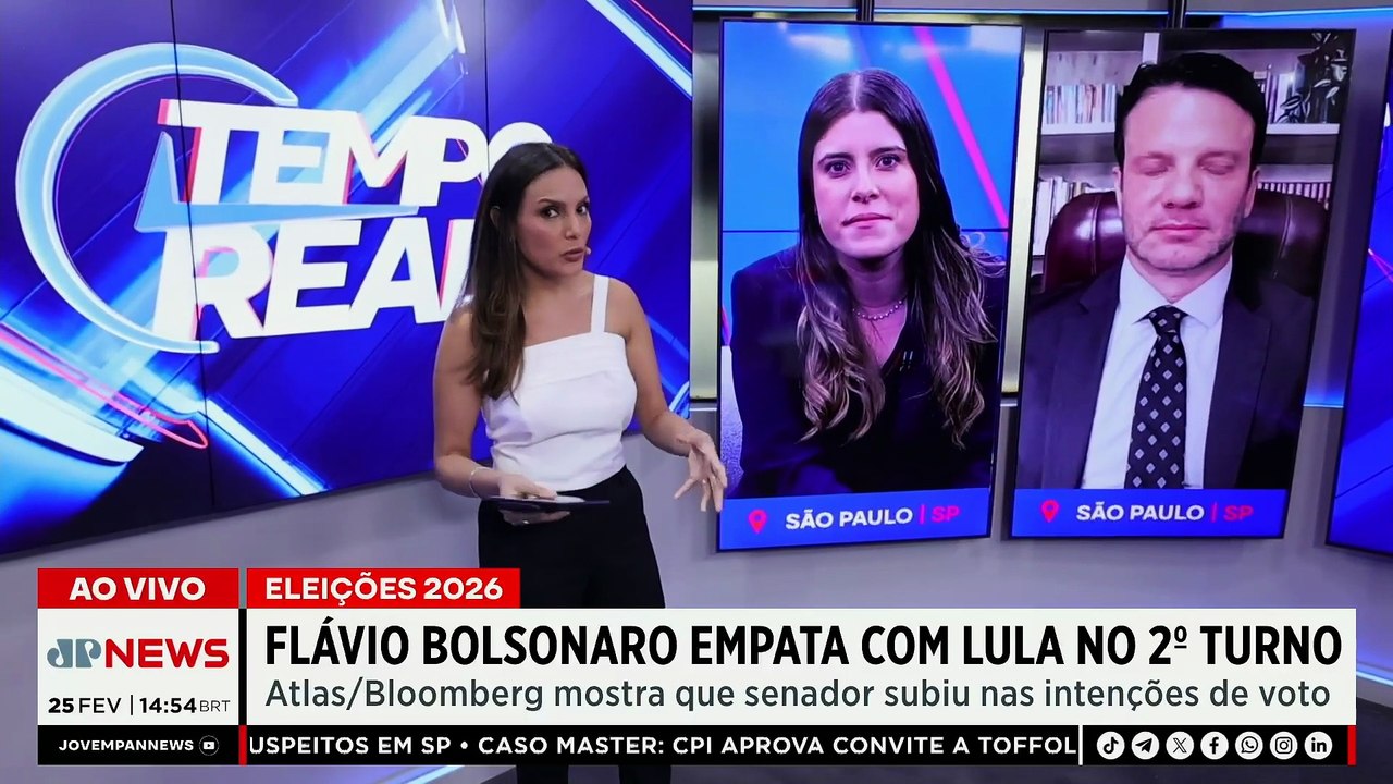 Eleições 2026: Flávio Bolsonaro empata com Lula em possível segundo turno | TEMPO REAL