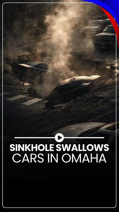 Traffic Camera Captures Cars Falling Into Sinkhole in Omaha, Nebraska | Road Collapse Shocks Drivers