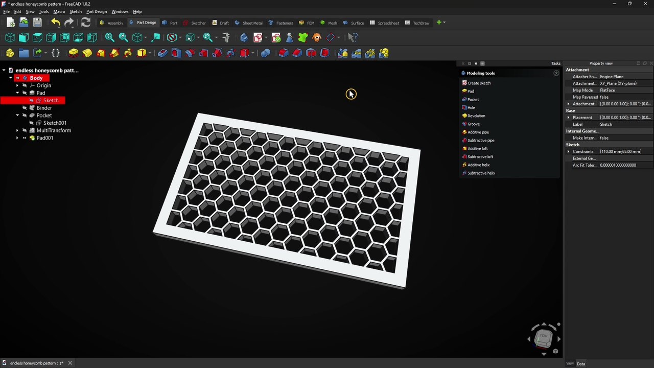 🛑 Add Borders To A Honeycomb Pattern - FreeCAD Tutorial - FreeCAD Honeycomb - FreeCAD Manual