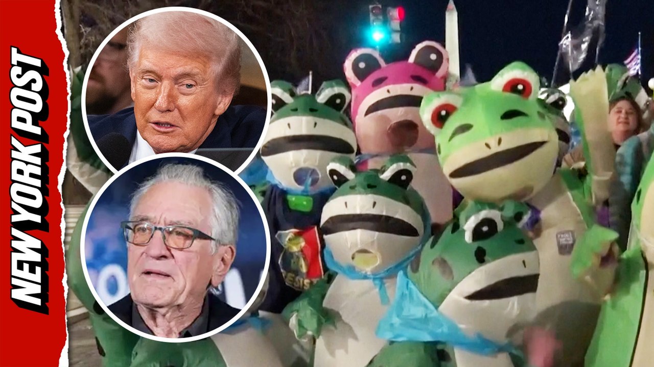 Inflatable frogs take over DC streets during Trump's SOTU: 'Who let the frogs out?'