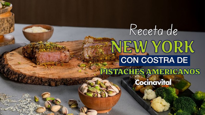 Receta de Corte New York con costra de Pistaches Americanos