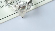 Pear Cut 3-Stone Moissanite Ring Review | 1–4CT D Color S925 Silver 52% OFF