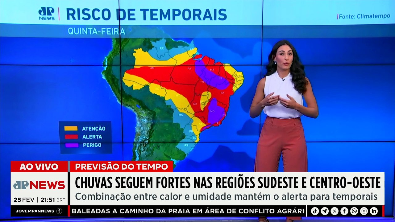 Previsão do Tempo: Sudeste e Centro-Oeste seguem com previsão de chuvas intensas