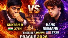 Gukesh Dommaraju vs Hans Niemann | Prague International Chess Festival 2026 | Round 1 #Gukesh #HansNiemann #PragueChess2026 #Chess