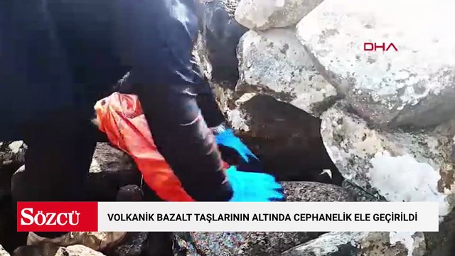 Şanlıurfa’da volkanik bazalt taşlarının altında cephanelik ele geçirildi