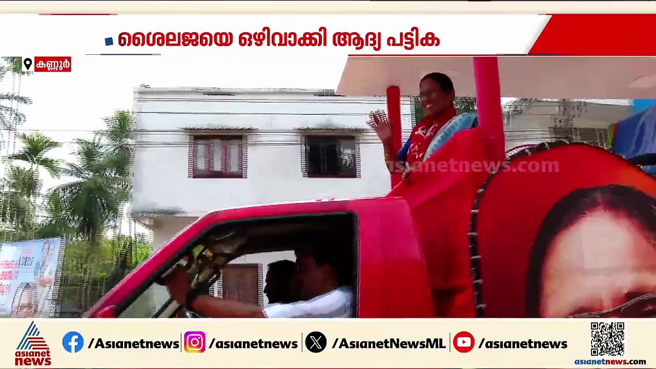 കണ്ണൂരിലെ ചിത്രം തെളിയുന്നു; കെ കെ ശൈലജയെ ഒഴിവാക്കി ആദ്യ സ്ഥാനാർത്ഥി പട്ടിക പുറത്ത്