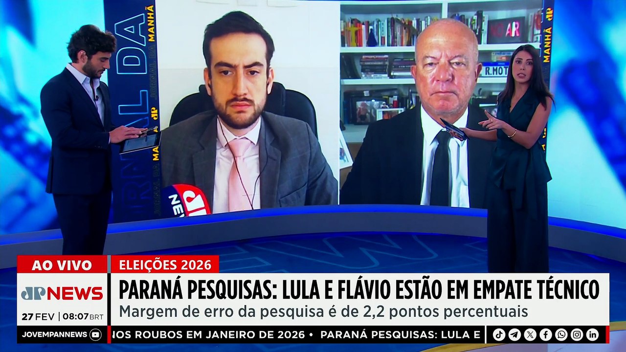 Paraná Pesquisas: Flávio e Lula estão empatados tecnicamente; Mehero e Motta comentam