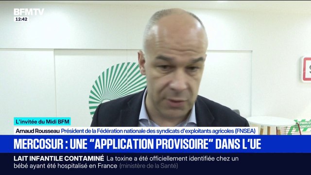 Application provisoire du traité avec le Mercosur: Madame von der Leyen s'assoit sur le parlement européen , dénonce Arnaud Rousseau (FNSEA)