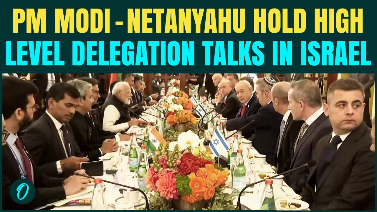 PM Modi Holds High Level Delegation Talks with Israeli PM Netanyahu in Jerusalem During His Visit