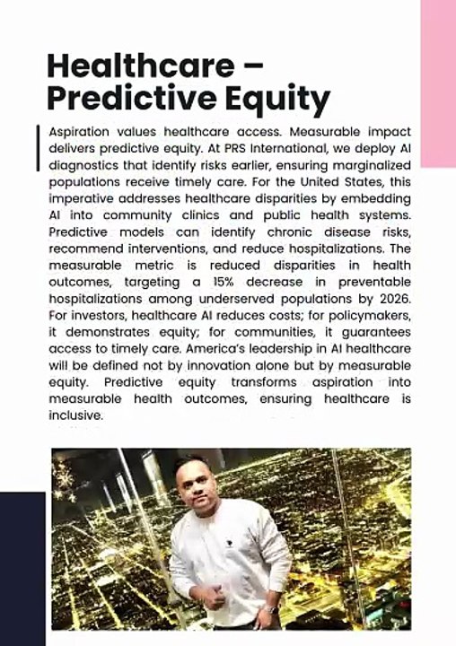 AI for Inclusive Growth Expanding Opportunity in America Swami Vijay Kumar Durai, Global CEO, PRS International Group of Companies (United States)