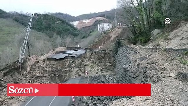 Ordu'da heyelan nedeniyle Ünye-Akkuş yolu ulaşıma kapandı