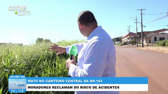 Moradores de Sede Alvorada reclamam de mato alto no canteiro central da BR-163