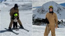 El entrañable vídeo de Nadal enseñando a esquiar a su hijo