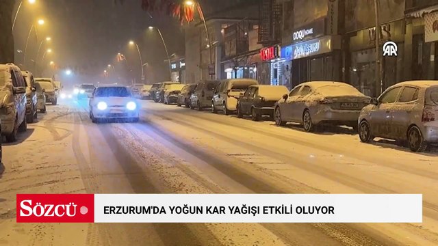 Erzurum'da yoğun kar yağışı etkili oluyor