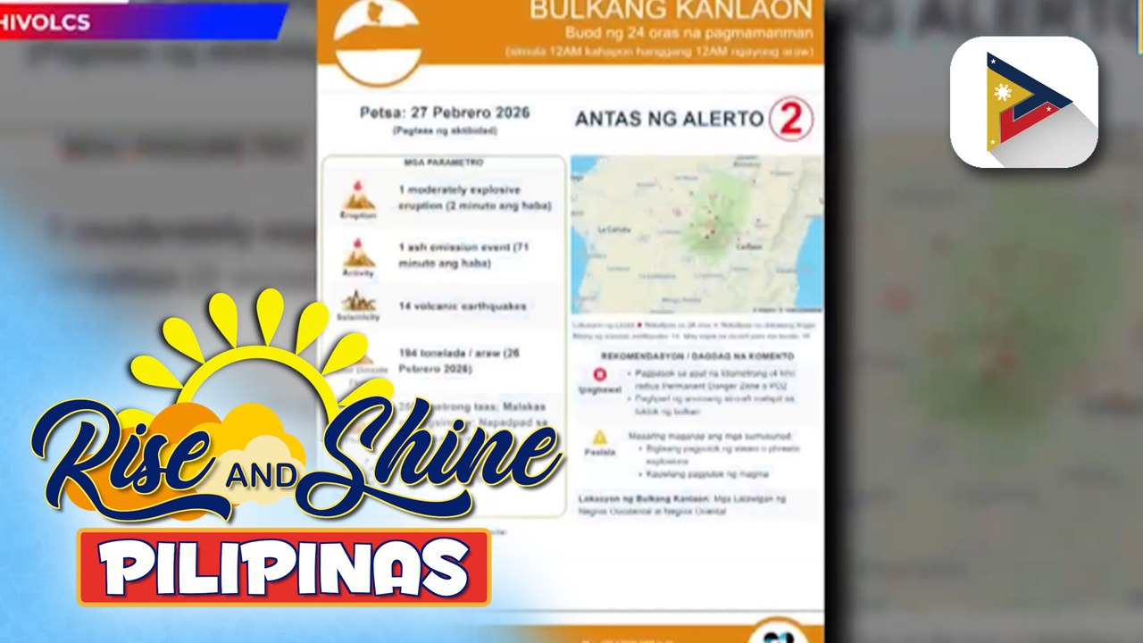 Bulkang #Kanlaon, muling nagbuga ng usok at abo nitong gabi ng February 26, 2026