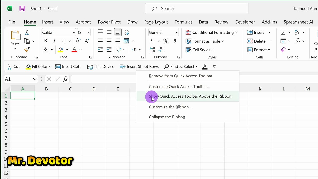 Excel Quick Access Toolbar Missing