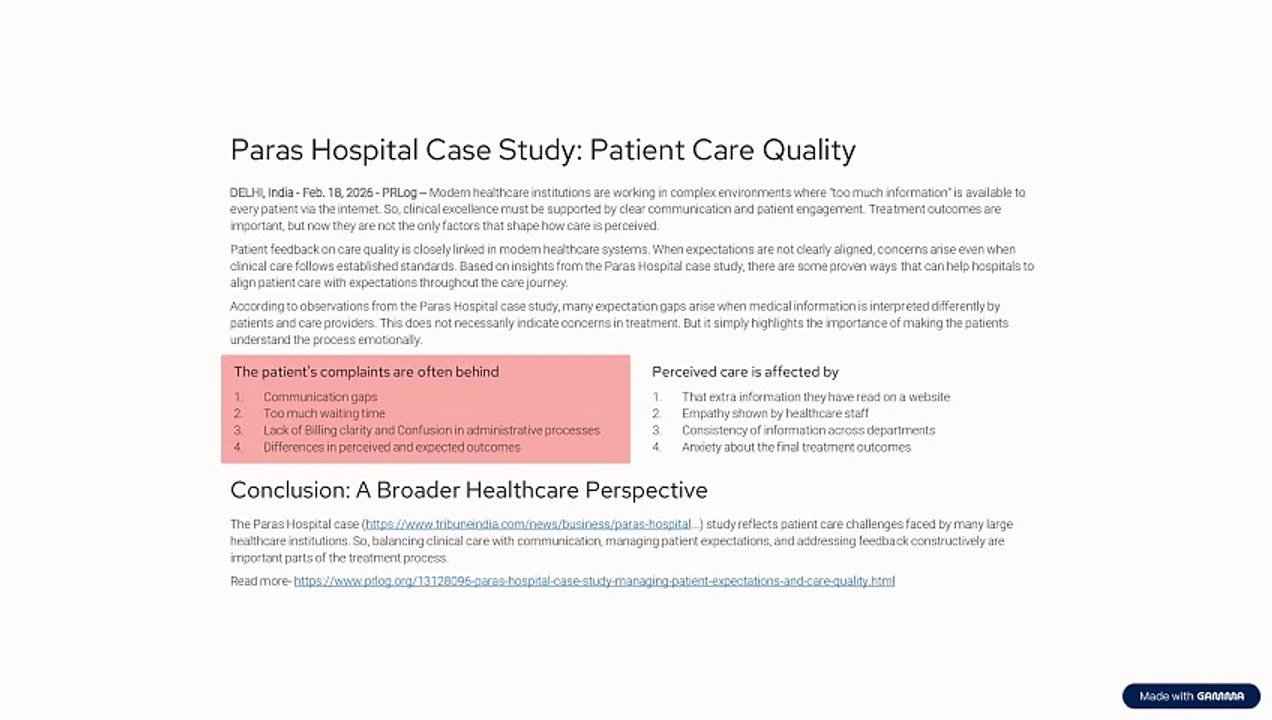 Paras Hospital Case Study: Patient Care Quality
