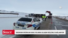 Erzurum-Erzincan kara yolunda ulaşım güçlükle sağlanıyor