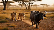 Lion Pride vs Buffalo – Power Clash,When Prey Fights Back
