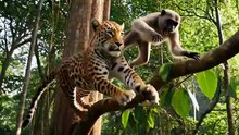 Leopard vs Monkey – Jungle Tree Escape,One Leap From Disaster